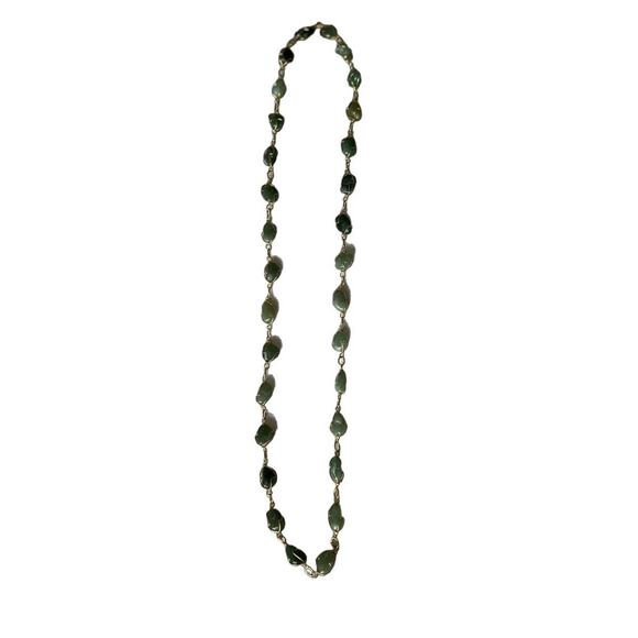 Vintage Gold and Green Jade Stone Necklace - Picture 1 of 5